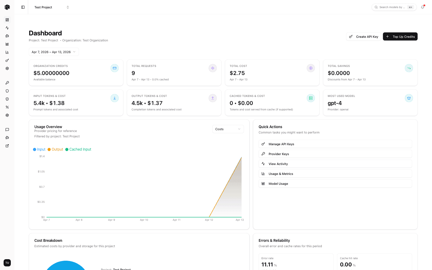 LLM Gateway Dashboard