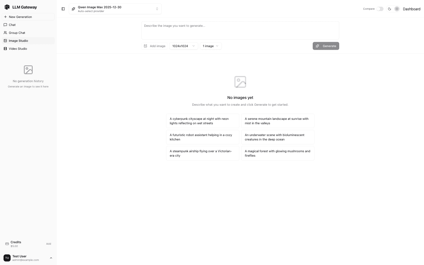 LLM Gateway Image Studio